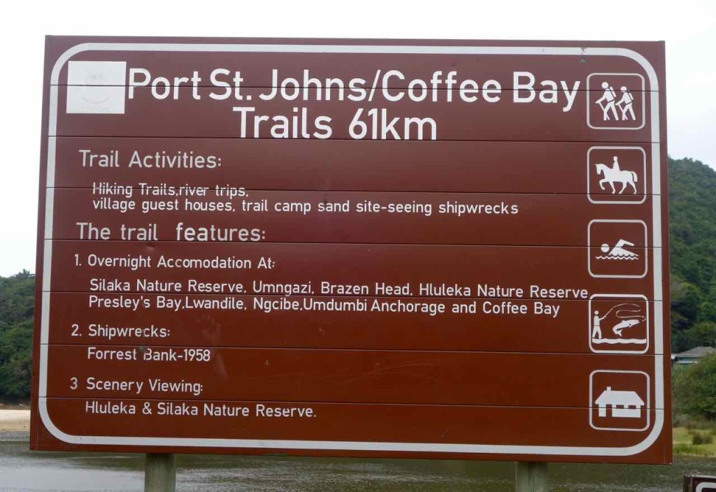Südafrika, Port St. Johns, Schild für Trail nach Coffee Bay