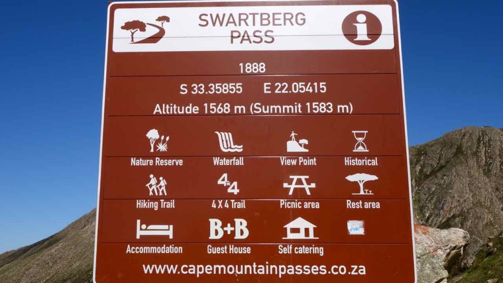 Südafrika, Oudtshoorn, Swartberg Pass 2, Schild