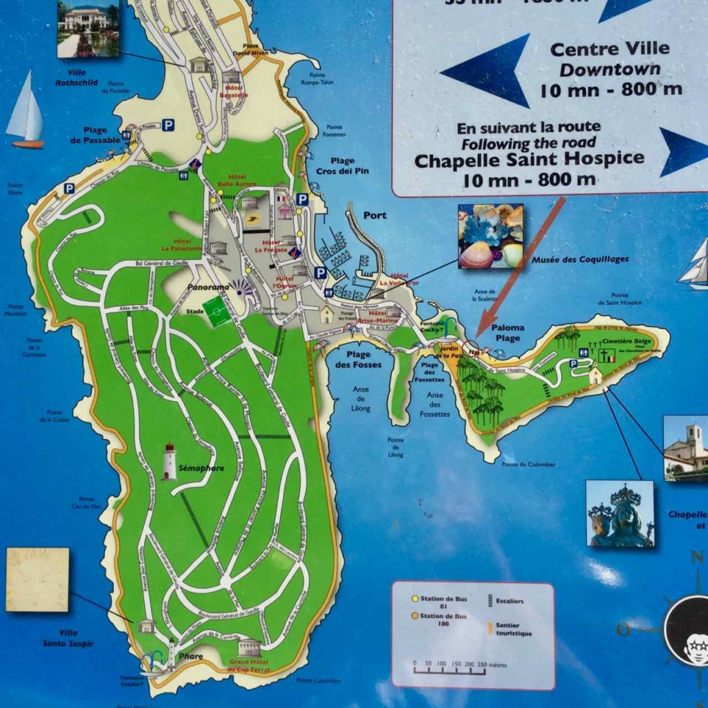 Wanderung um das Cap Ferrat an der Cote d’Azur: Karte vom Großen und Kleinen Cap Copyright PetersTravel / Peter Pohle