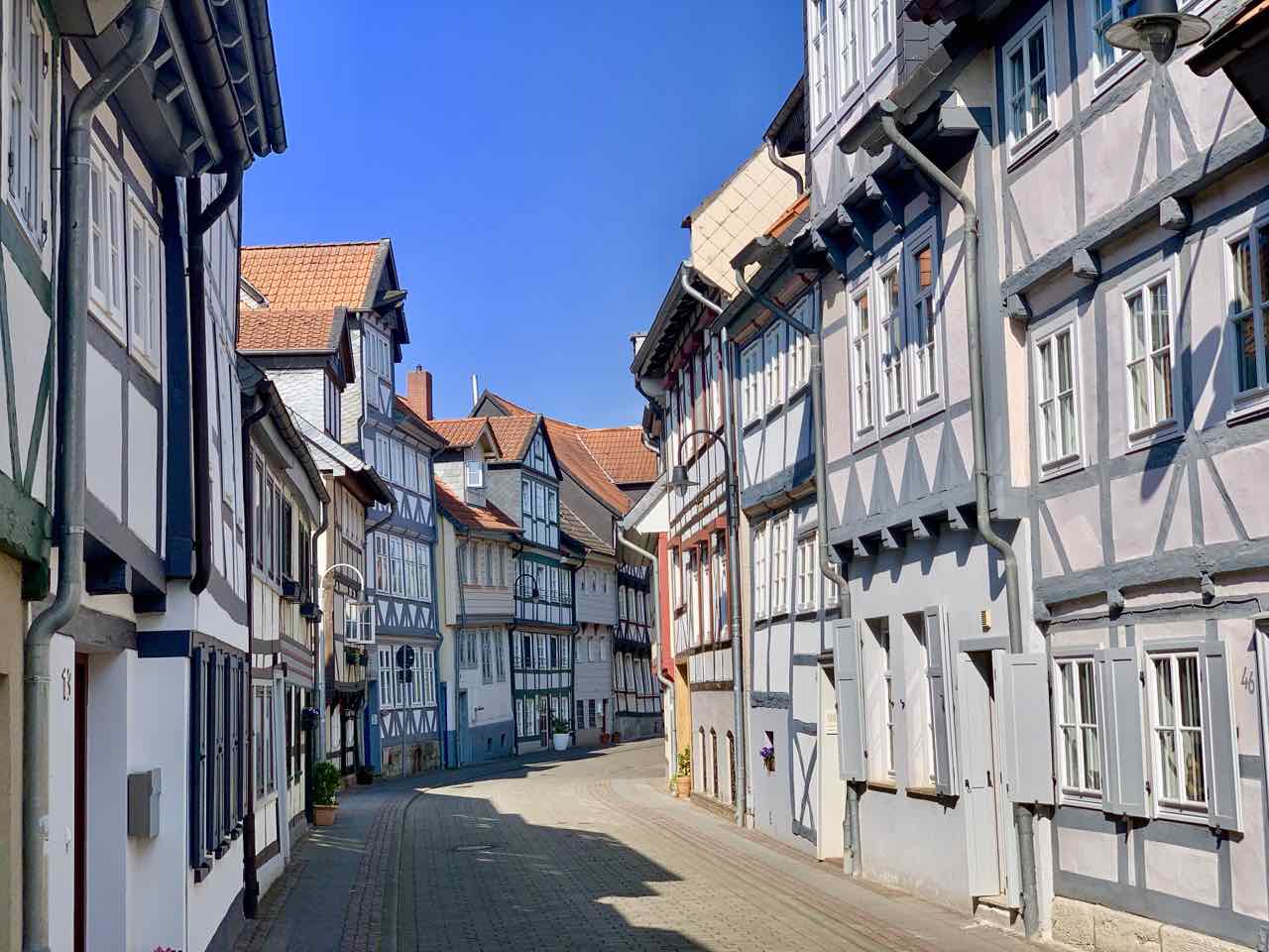 Straße mit Fachwerkhäusern in Wolfenbüttel