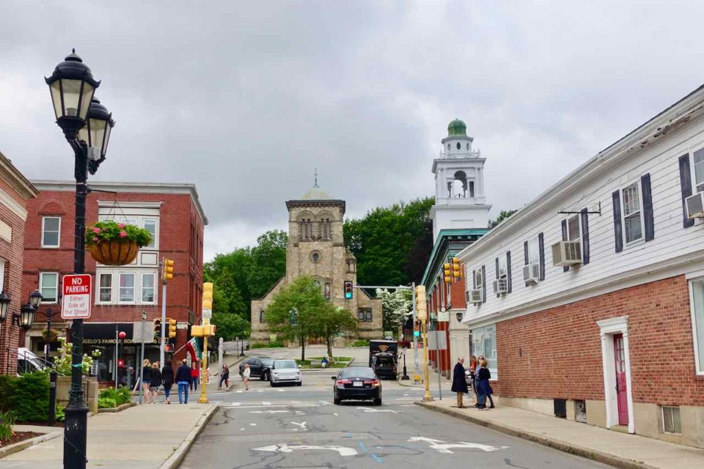 Die Leyden St in Plymouth MA war die erste Straße der Siedlung der Pigerväter