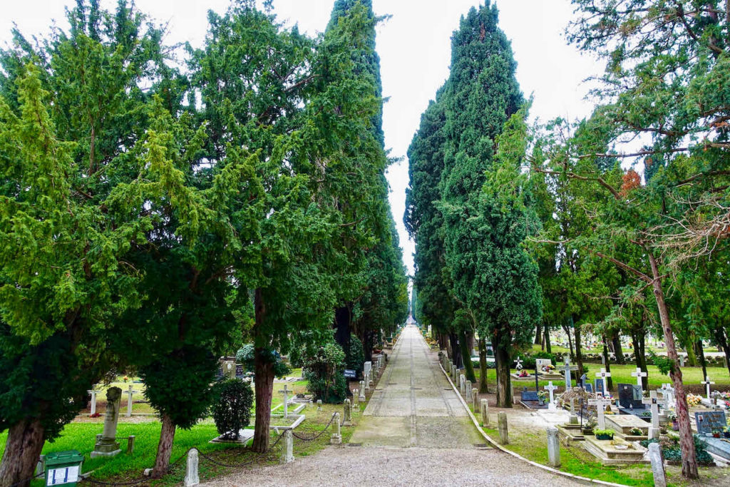 Zypressenallee auf der Friedhofsinsel San Michele