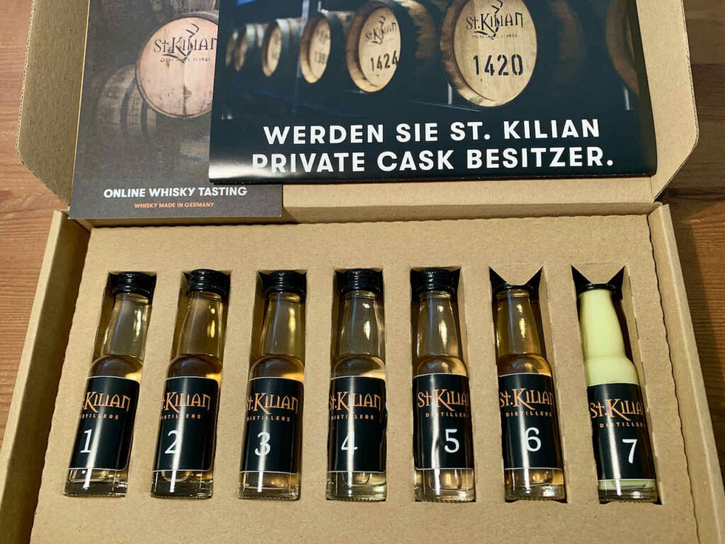 Flaschenset für Online Tasting in der St. Kilian Whisky Destillery in Rüdenau