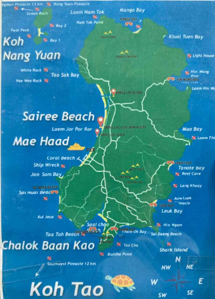 Karte von Koh Tao