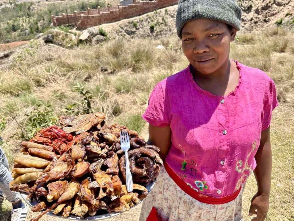 Straßenverkäuferin von Essen auf dem Land, Madagaskar