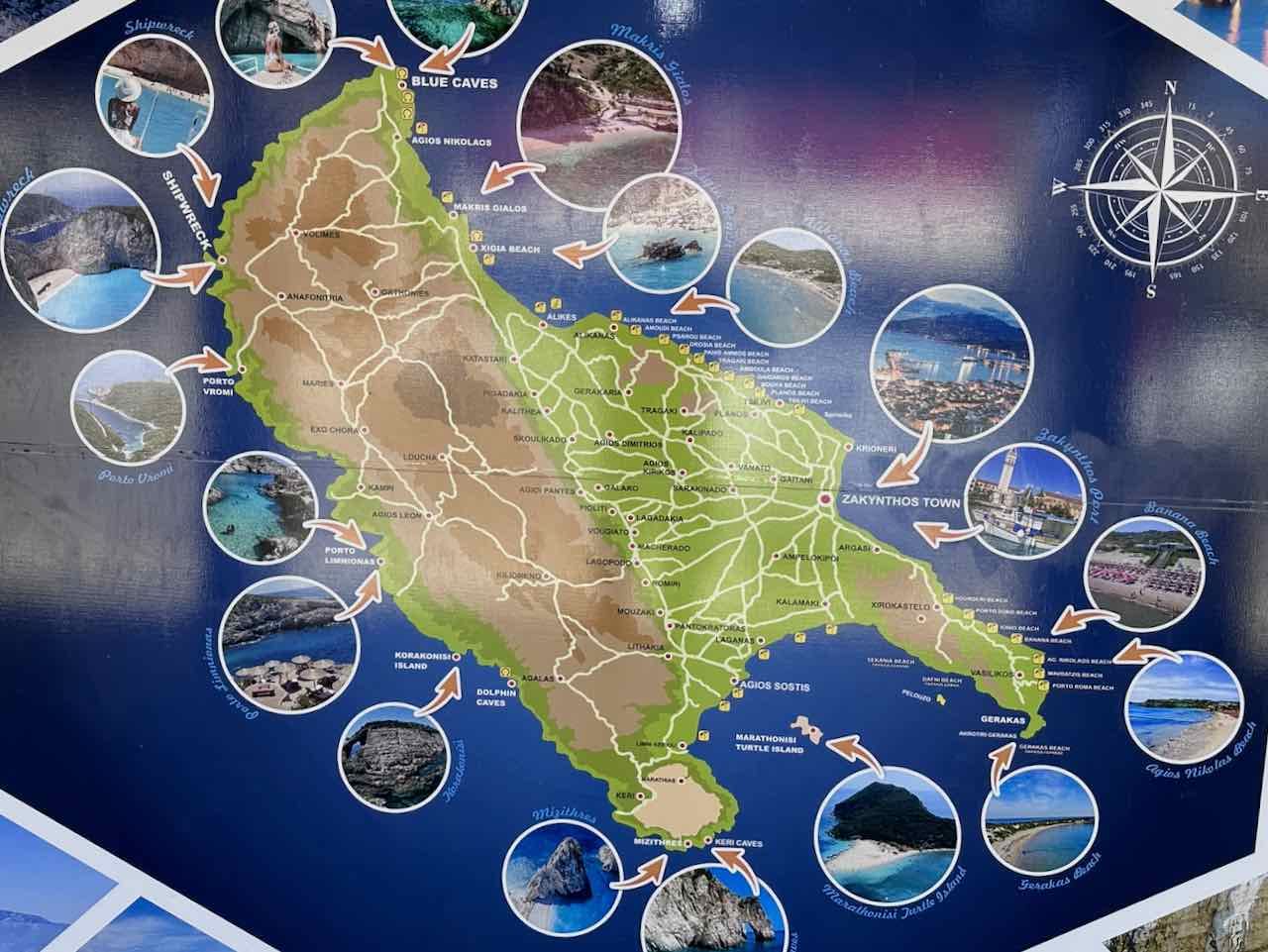 Luxus Karte Von Zakynthos Fotosnull